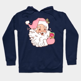 Pink retro Santa  drinking a soda Hoodie